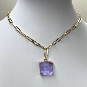 NEW Necklace Purple Amethyst Faceted Glass Paperclip Chain 16" 18" 20" MA07